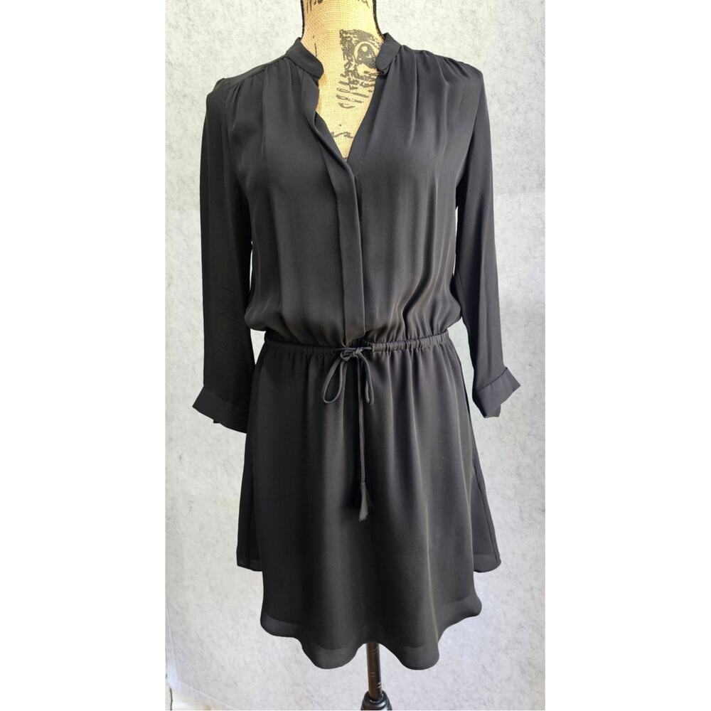 Aritzia t. Babaton Bennett 100% Silk Drawstring Waist Dress, Mini, Black, Sz S